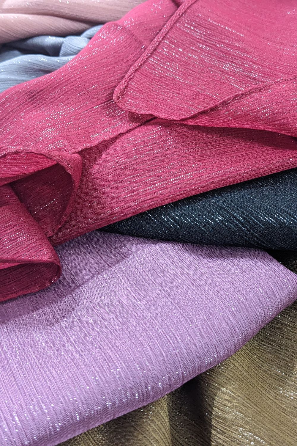 METALLIC CRINKLE CHIFFON