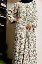 Adults Printed Abaya Front Open Style - ND 5