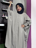Kids Kaaftan Abaya Front Open Style - Soft Grey