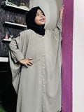 Kids Kaaftan Abaya Front Open Style - Soft Grey