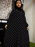 Kids Abaya MAXI Style - Circles in Black