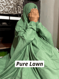 PURE LAWN NAMAZ CHADDAR WITH SLEEVES - PLAIN SOFT GREEN LARGE