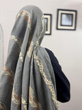 Queen Embroidery Pleated Lawn Scarf - Grey