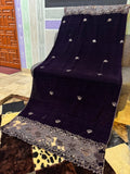 Luxury Velvet Cut Work Shawl - Deep Purple