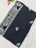 Lisa Embroidery Lawn Scarf - Black