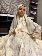 KIDS NAMAZ CHADDAR WITH FULL SLEEVES - CREAM CALLIGRAPHY 8 to 11 Years