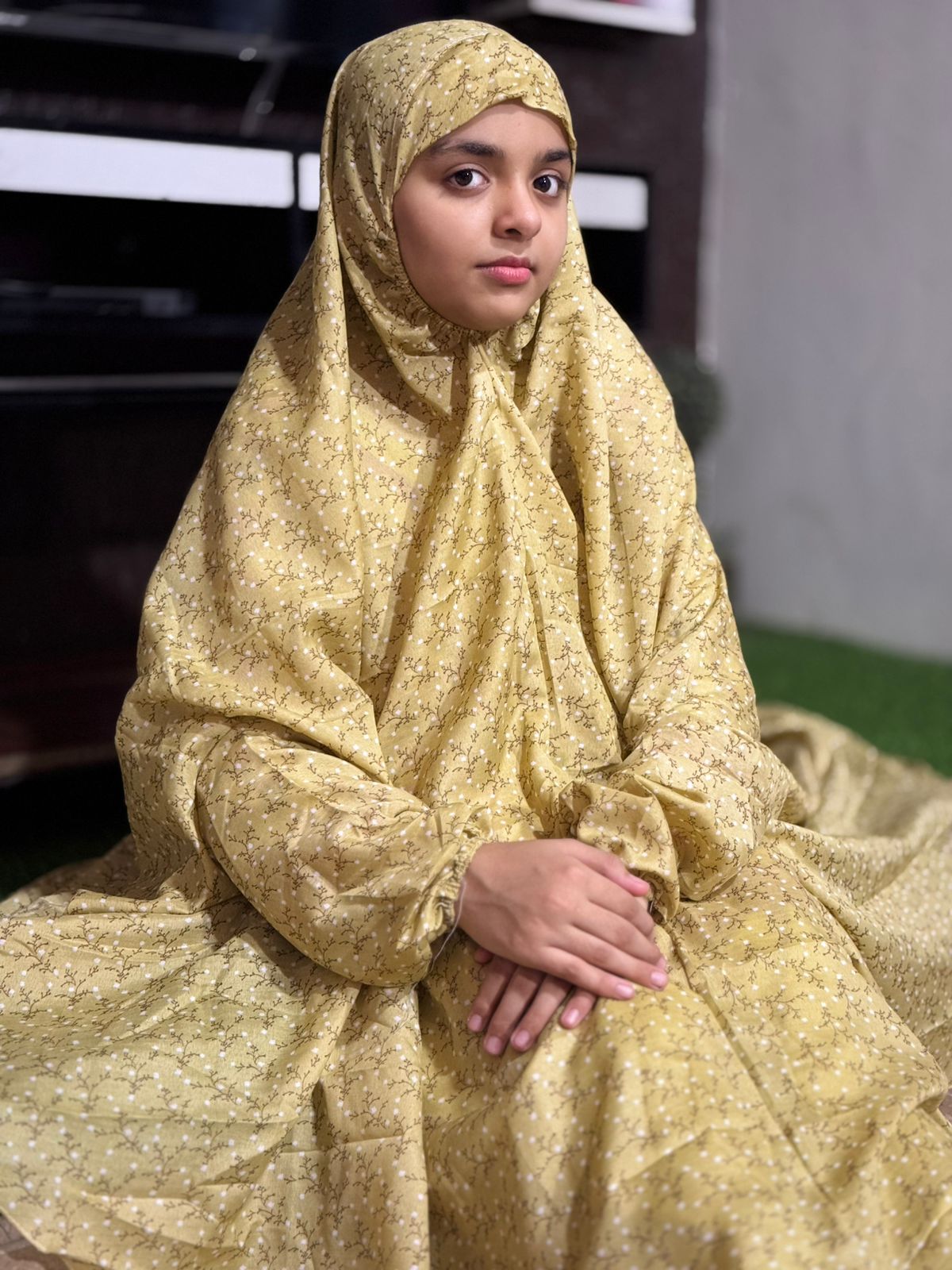 KIDS NAMAZ CHADDAR WITH FULL SLEEVES - SAND 12 to 14 Years