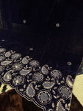 Luxury Velvet Cut Work Shawl - Bean Deep Purple
