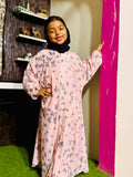 Kids Abaya Front Open Style - Pinky Multi Butterfies