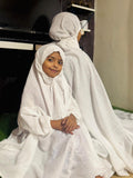 NAMAZ CHADDAR WITH SLEEVES - MOTHER DAUGHTER DUO - PLAIN WHITE