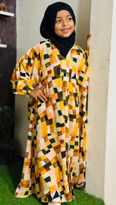 Kids Abaya Front Open Style - Crazy Checks