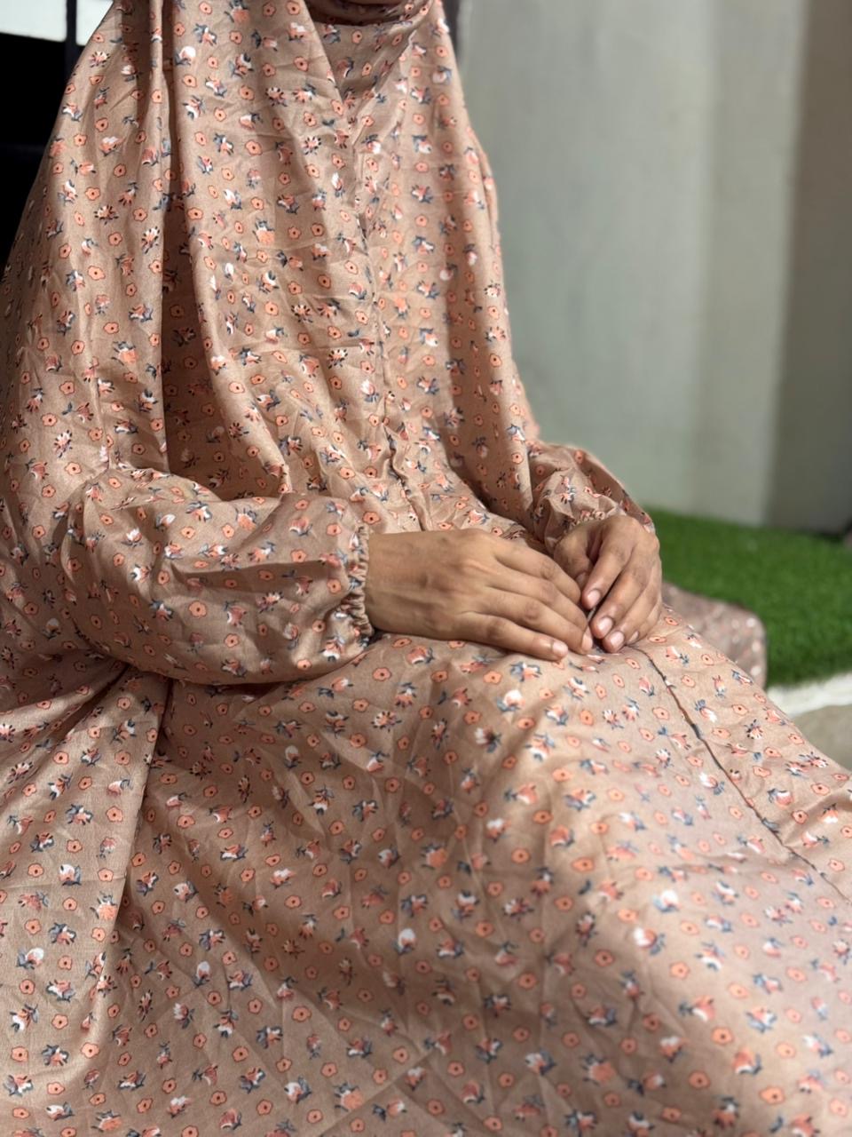 NAMAZ CHADDAR WITH FULL SLEEVES - DEEP NATURAL SPRING FLORAL - LARGE