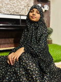 KIDS NAMAZ CHADDAR WITH FULL SLEEVES - BLACK WITH TEAL 8 to 11 Years