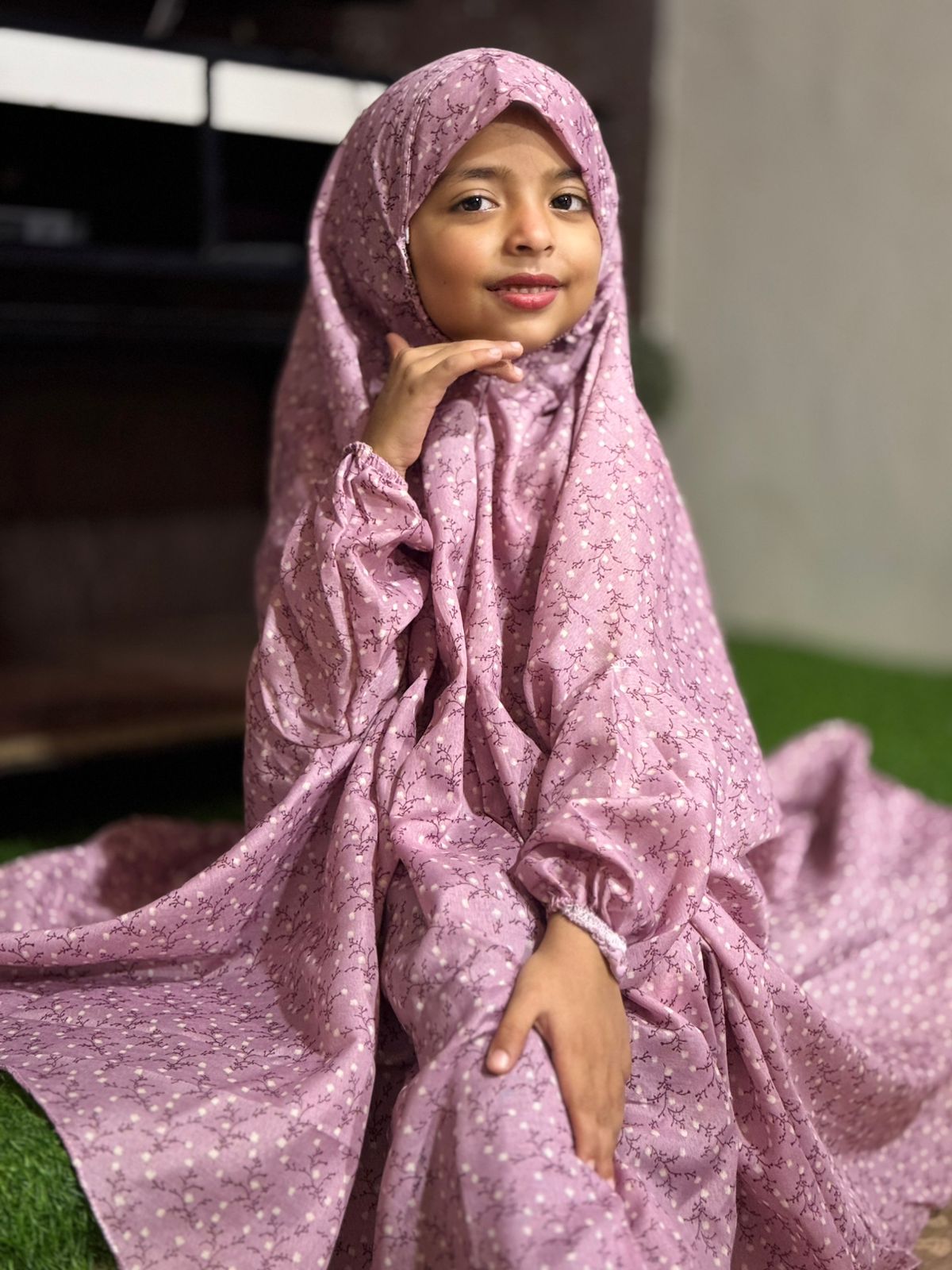 KIDS NAMAZ CHADDAR WITH FULL SLEEVES - STEM PURPLE 5 to 7 Years