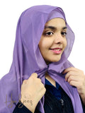 Georgette Hijab with attached Magnet & Tube Cap - Mid Purple