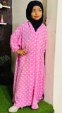 Kids Abaya Front Open Style - Pinky Dots