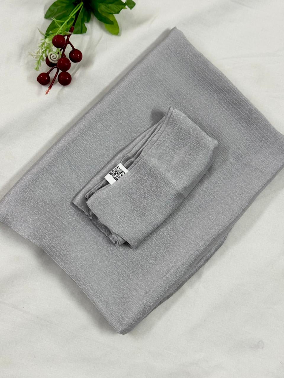 CRINKLE SILK NIQAB WITH SCARF KIT - SILVER