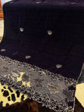 Luxury Velvet Cut Work Shawl - Deep Purple