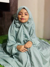 KIDS NAMAZ CHADDAR WITH FULL SLEEVES - SOFT GREEN PLAIN 5 to 7 Years