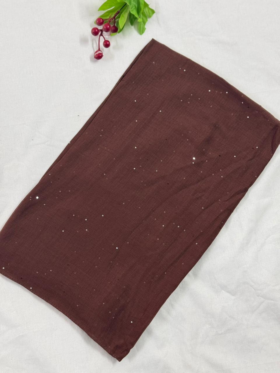 Sequins Lawn Scarf - Velvet Maroon