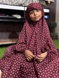 KIDS NAMAZ CHADDAR WITH FULL SLEEVES - ZOYA MAROON (5 to 7 Years)