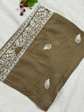 Lisa Embroidery Lawn Scarf - Sand
