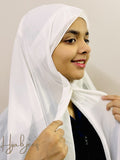 Georgette Hijab with attached Magnet & Tube Cap - White