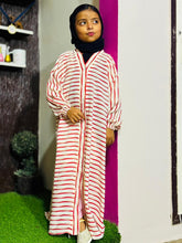 Kids Abaya Front Open Style - Red Lines