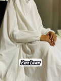 PURE LAWN NAMAZ CHADDAR WITH SLEEVES - PLAIN WHITE LARGE