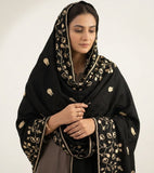 Premium Qualtiy Swiss Lawn Chaddar with Elegant Embroidery - Black