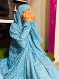 NAMAZ CHADDAR WITH SLEEVES N NIQAB - SEA BLUE STEM LARGE