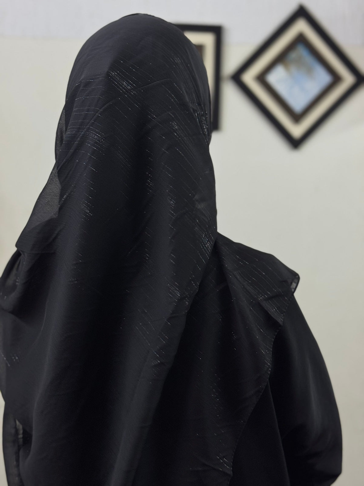METALLIC ZARI CHIFFON - BLACK