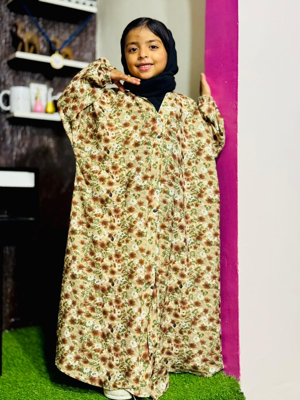 Kids Abaya Front Open Style - Elite Cedar Flowers