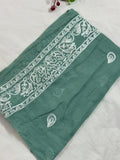 Lisa Embroidery Lawn Scarf - Soft Green
