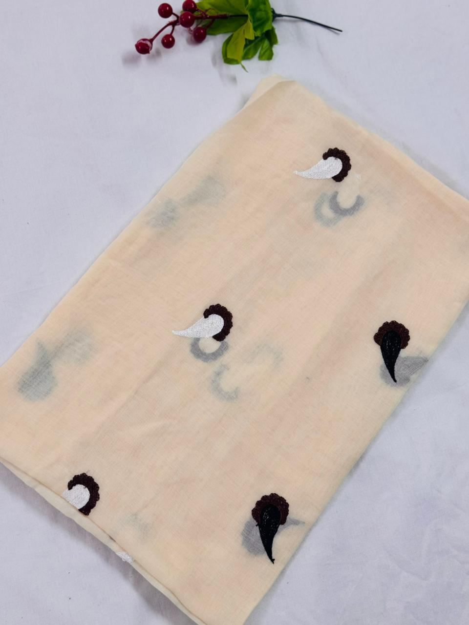 Cone Embroidery Lawn Scarf - Spring Rain