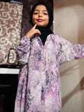 Kids Abaya Front Open Style - Lilac Spring