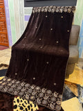Luxury Velvet Cut Work Shawl - Bean Pastel