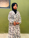 Kids Abaya Front Open Style - Grey Butterflies