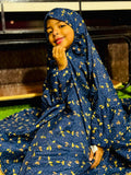 KIDS NAMAZ CHADDAR WITH FULL SLEEVES - Blue With Twin Leaves 5 to 7 Years