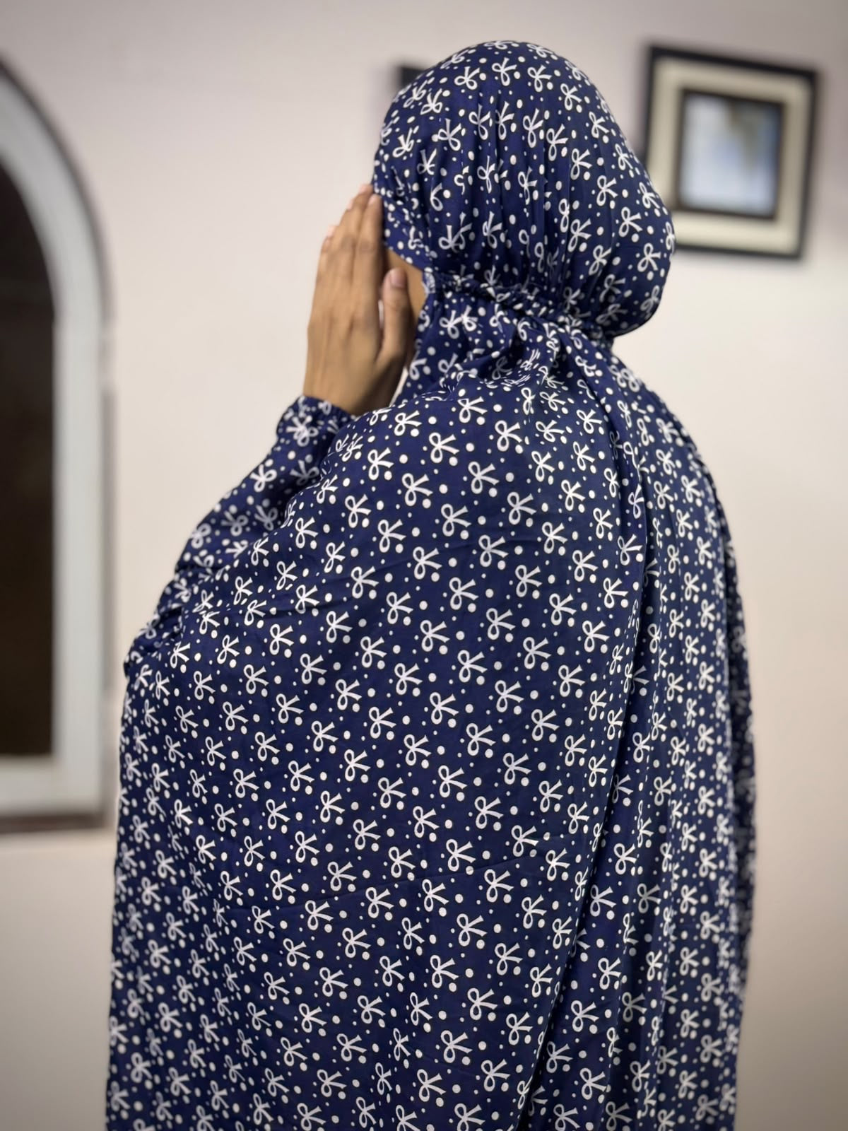 ADULTS NAMAZ CHADDAR WITH SLEEVES N NIQAB - POOKIE BLUE - STANDARD SIZE