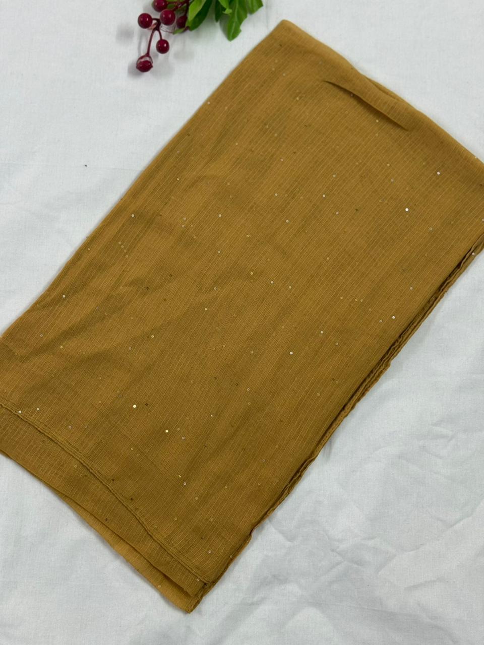 Sequins Lawn Scarf - French Beige