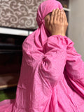 ADULTS PURE LAWN NAMAZ CHADDAR WITH SLEEVES - SLUB PINK - STANDARD SIZE
