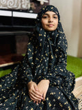 KIDS NAMAZ CHADDAR WITH FULL SLEEVES - TWIN LEAVES IN BLACK 8 to 11 Years