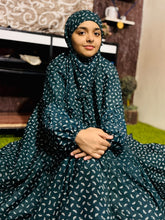 KIDS NAMAZ CHADDAR WITH FULL SLEEVES - ZOYA GREEN 12 to 14 Years