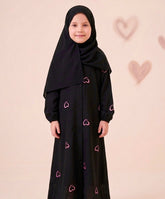 Kids NIDA Abaya Front Open Style - Emb Hearts