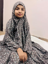 KIDS NAMAZ CHADDAR WITH FULL SLEEVES - NOOR IN GREY 8 to 11 Years
