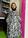 Kids Abaya Front Open Style - Zebra Art