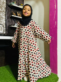 Kids Abaya Front Open Style - Sphere Black n Red