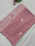 Lisa Embroidery Lawn Scarf - Daisy Pink