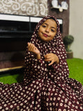 KIDS NAMAZ CHADDAR WITH FULL SLEEVES - BROWN WITH CIRCLES 5 to 7 Years